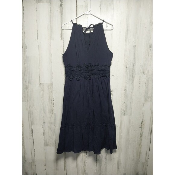 Eliza J Navy Halter Midi Dress EJM5464 - Size 12 - Picture 1 of 8